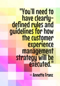 "You'll need to have clearly-defined rules and guidelines for how the customer experience management strategy will be executed." - Annette Franz