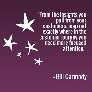 "From the insights you pull from your customers, map out exactly where in the customer journey you need more focused attention." - Bill Carmody