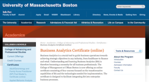 Business Analtyics Certificate online
